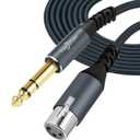 Twozoh XLR Female to 1/4 TRS Cable 15FT, Braided 6.35mm Stereo Jack Balanced to 3pin XLR Microphone Cable