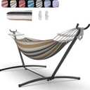 Double Hammock with Stand for 2 Person, 600 lb Capacity, Coffee