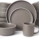 Dinnerware Sets,16 pieces Kitchen Plates and Bowls Set with Mugs, Dish Set for 4, Microwave, Oven & Dishwasher Safe, Brown Speckled