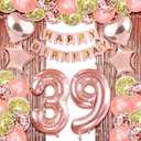 ROTASLOG 39th birthday decorations for her happy 39th birthday decorations for women 39 birthday decorations for women 39 year old girl birthday decorations Rose Gold thirty nine birthday Party Decor