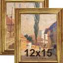 KTKDE 12x15 Picture Frame Set of 2, Ornate Vintage Gold Poster Frames with Real Glass 15x12 Ornate Finish Photo Frame for Antique Gold frame Wall Decor Display Retro Home Decor best gift