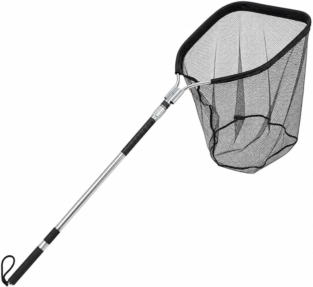 Telescoping Landing Net with Rubber Mesh, 100” Extendable Fishing Net