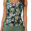 Dokotoo Women's Tankini Swimsuits 2025 Two Piece Bathing Suits Tummy Control Swim Tank Top with Boy Shorts, M