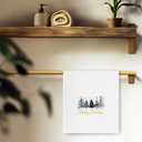 Blue and Gold Christmas Tree Kitchen Towels, Farmhouse Christmas Decor, Winter Holiday Xmas Pine Tree Decorative Dish Tea Hand Towels for Kitchen Bathroom, 16x24 Inch shusanta