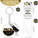 3 x 50 Sets Class of 2025 Graduation Prom Gifts Inspirational Keychain Motivational Congratulations Cards for Graduation Party (Black)