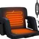 Sportneer Heated Stadium Seats with Back Support: 6 Adjustable Angles Extra Wide Bleacher Seat with Dual Heating Zones - 2.5" Padded Stadium Seats for Sports Outdoors(Power Bank Not Included) (Black)