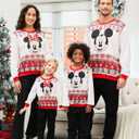 Disney family matching sweatshirt Stitch Mickey Spiderman print long sleeve winter Christmas mom dad kids loose fit red (M)