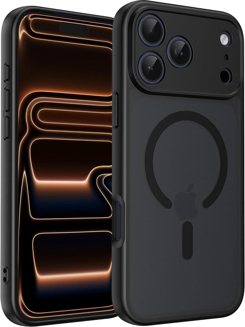 MYY Magnetic for iPhone 17 Pro Max Case, Upgraded [Full Camera Protection] [Compatible with Magsafe] [Translucent Matte] Military-Grade Drop Shockproof Protective Phone Cover 6.9 Inch, Matte Black