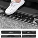 Hellet 4PCS Car Door Sill Protector for Toyota 2024 2025 2026 Grand Highlander (Including Hybrid) LE XLE Limited and Platinum Accessories Stainless Steel Material Black Brushed Door Entry Guards
