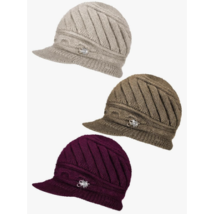 3 Pieces Womens Winter Hats Slouchy Beanie Cap with Visor Warm Knitted Newsboy Ski Snow Hats for Women Winter Gifts