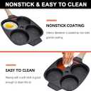 Fried Egg Pan, Egg Frying Pan with Lid Nonstick 4 Cups Pancake Pan Aluminium Alloy Cooker for Breakfast, Induction Compatible Black