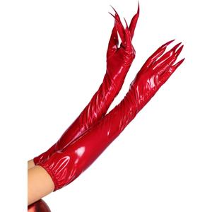 Leg Avenue Vinyl Claw Gloves, Red,Medium