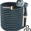 Non-Expandable Garden Hose – Ultra Lightweight & Leak-Proof Kink-Free Water Hose with 10-Function Spray Nozzle – Wear-Resistant Hybrid Hose for Yard, Lawn, Car Wash & Outdoor Use - 20Ft