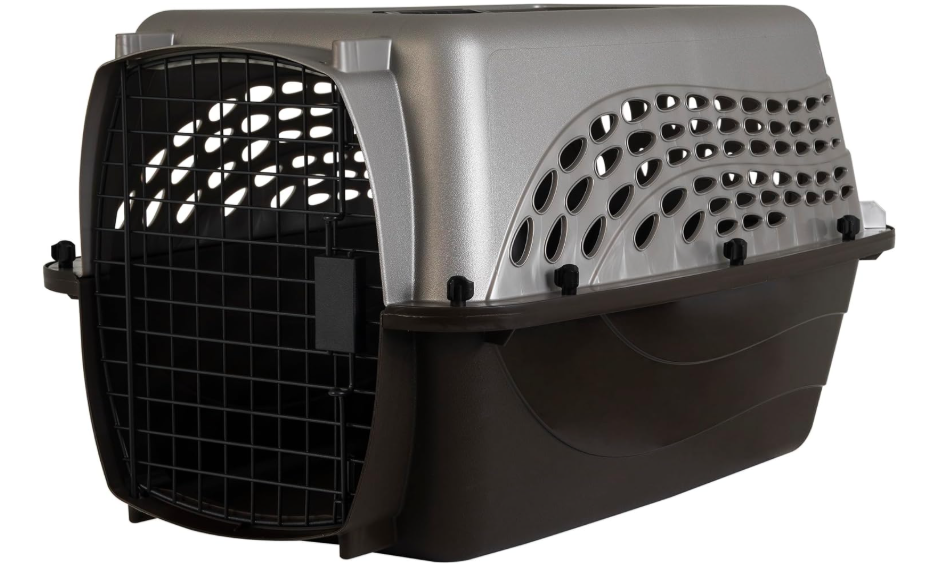 Petmate Dog Crates for Small Dogs & Cat Carriers, Two-Door Plastic Pet Kennel, Top & Front Loading, Made in USA, 24" For Pets Up To 15 lb, Pearl Tan, 24.0"L x 16.8"W x 14.5"H