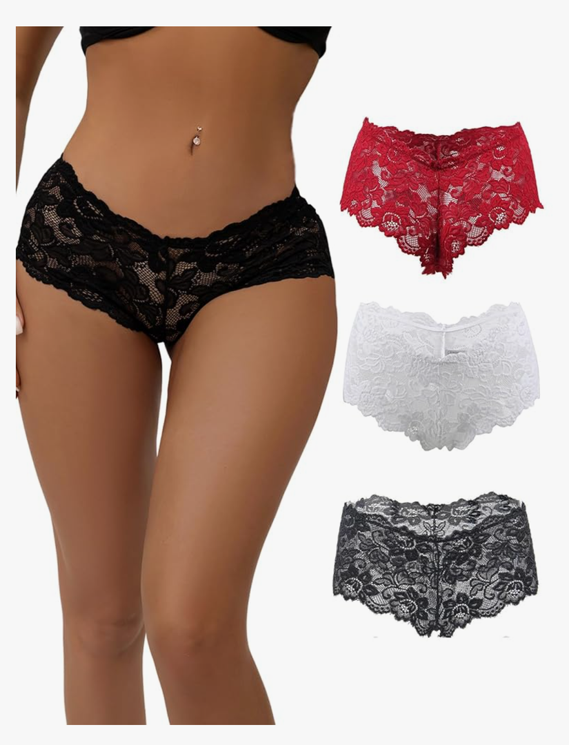 ohyeah Womens Lace Boyshort Cheeky Panties Plus Size Underwear Briefs Panty Soft Stretch Hipster XL