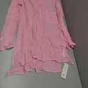 Saodimallsu Womens Sheer Swimsuit Coverup Top Bell Long Sleeve Mesh Ribbed Boat Neck Side Slit Beach Vacation Outfits Size L Pink