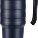 HAUSHOF 24 oz Travel Mug, Stainless Double Wall Vacuum Insulated Tumbler with Handle & Spill Proof Twist On Flip Lid and Wide Mouth, BPA Free (Navy Blue) (24 fluid ounces)