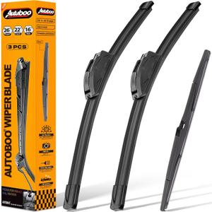 AUTOBOO 26"+22" Windshield Wipers with 16" Rear Wiper Blade Sets Replacement for 2010 2011 2012 2013 2014 2015 Lexus RX350 RX450h-Original Factory Quality (Pack of 3)