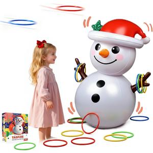 Christmas Games for Family Party, Inflatable Reindeer Ring Toss Game and Wobbling Punching Bag, Fun Christmas Games for Kids and Adults Also Great for Holiday Decoration