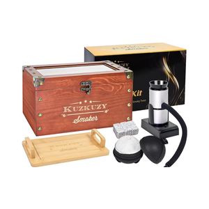 Dom Scmook Cocktail Smoker Kit - Whiskey Smoker Kit with Smoking Gun, Smoker Box, 6 Flavors Wood Chips with Whiskey Stones & Ice Mold - Bourbon Old Fashioned Smoker Kit, Gifts for Men, Dad (Torch Not Required)