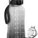 AQUAFIT 64 oz Water Bottle with Time Marker - 2in1 Straw & Chug Lid - BPA Free Big Water Bottle with Straw - Gym Water Bottle with Strap - Water Jug (64 Ounces, Midnight Gray)