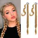 2 Packs 24 Inch Braided Ponytail Extension for Black Women Soft Synthetic Hair Piece For Women with Hair Tie Straight Wrap Around Ponytail pre Stretched (27#, 24 Inch (Pack of 2))