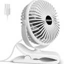 BESKAR Clip on Fan, 360° Rotation Quiet Stroller Fans with Strong Airflow,3 Speeds, Portable Small Fans with Sturdy Clamp,Perfect Personal Cooling Fan for Office Table Bedroom Kitchen
