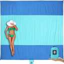 WEKAPO Beach Blanket Sandproof Waterproof, Extra Large Beach Mat, Oversized & Compact Sand Free Mat Quick Drying, Lightweight & Durable with 6 Stakes & 4 Corner Pockets (9x10 FT (8 person), Blue)