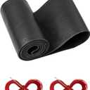 BELINOUS Leather Steering Wheel Cover Lace Up, Stitch on Steering Wheel Wrap, Universal Fit 13-20 Inch Car Truck Pickup Boat, A Whole Piece of Cowhide, DIY w/Needle Thread (Size S2, Black & Red)