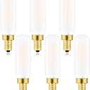 T6 Led Bulb, T6.5 Dimmable E12 Edison Light Bulbs Soft White 3000K, Frosted Glass,250lm, 25W Candelabra Incandescent Bulbs Equivalent Vintage LED Filament Candle Bulb with Decorative, 6Pack.