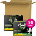 Kotex Bamboo Ultra Thin Pads with Wings, Regular Absorbency, 96 Count (2 Packs of 48)