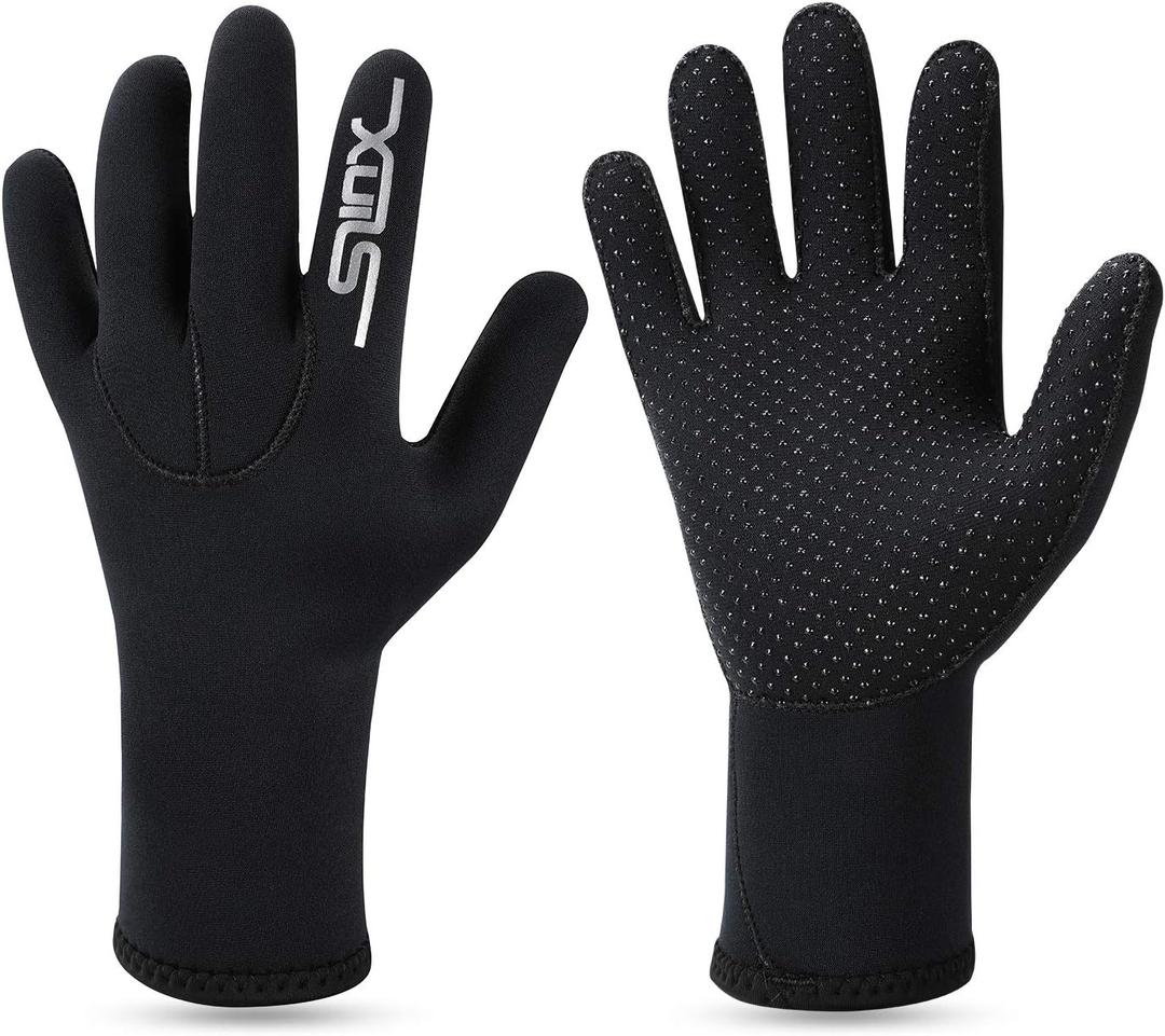 Oumers 3MM Double-Lined Neoprene Scuba Gloves Diving Gloves, Woman Man Teenager Five Finger Wetsuit Gloves Use for Snorkeling, Swimming, Surfing, Sailing, Boating, Kayaking, Diving, L