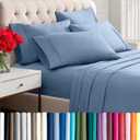 Bare Home Hotel Luxury Queen Sheet Set, Extra Soft - 6 Piece Set - Deep Pockets - Easy Fit - Cooling & Breathable - Wrinkle, Fade, Stain Resistant - Includes 4 Pillowcases (Queen, Coronet Blue)