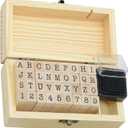 36 Pcs Wooden Rubber Stamps, 0.2 Inch Letter and Number for DIY Craft Card and Photo Album (B)