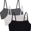Fruit of the Loom Women's Spaghetti Strap Cotton Sports Bra-All-Day Comfort (36, Black/Heather Grey/Charcoal)