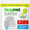 BugMD No Buzz Zone Refiller Pad (Refill of 6) - Extra-Strong Adhesive Traps, Indoor Insect Trap Refill, No Harsh Chemicals, Household Friendly, Fly Trap Refill, Flea Trap Refills, Bug Trapper