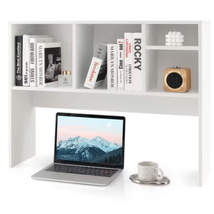 Computer Desktop Bookcase Countertop Storage Bookshelf Organizer with 4 Cubbies White