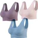 Lemef 3-Pack Seamless Sports Bra Wirefree Yoga Bra with Removable Pads for Women XL