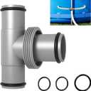 Pool Hose Connector, 1.5" to 1.25" T-Joint Pool Hose Adapter for Above Ground Swimming Filter Pump and Vacuum, 3 Way Pool Pump Connectors Replacement Parts (1.5" to 1.25" T Joint)