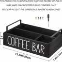 Coffee Bar Organizer Caddy, Black Wood, 3 Compartments, 11.8x7.8x3.1 Inches, Kitchen Counter Storage