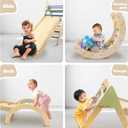 LOL-FUN Pikler Triangle Set with Slide for Toddler 1-3, Montessori Climbing Toys for 1 Year Old, Toddler Climbing Toys Indoor Pickler Climbing Set, Foldable Wooden Climber Jungle Gym for Kids, Medium, Small