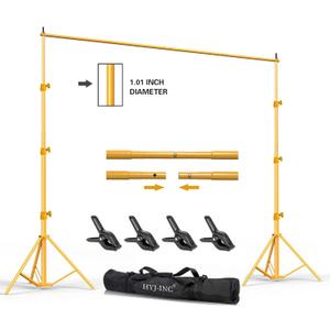 Backdrop Stand - Titanium Gold 10x8.5ft(WxH) Photo Studio Adjustable Background Stand Support Kit with Clamps, Carrying Bag for Photography Video Parties Wedding Events Decoration.