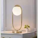 Kardleen Mid Century Modern Table Lamp White Glass Shade Nightstand Lamp Small Gold Table Lamp for Bedside Bedroom Living Room Office