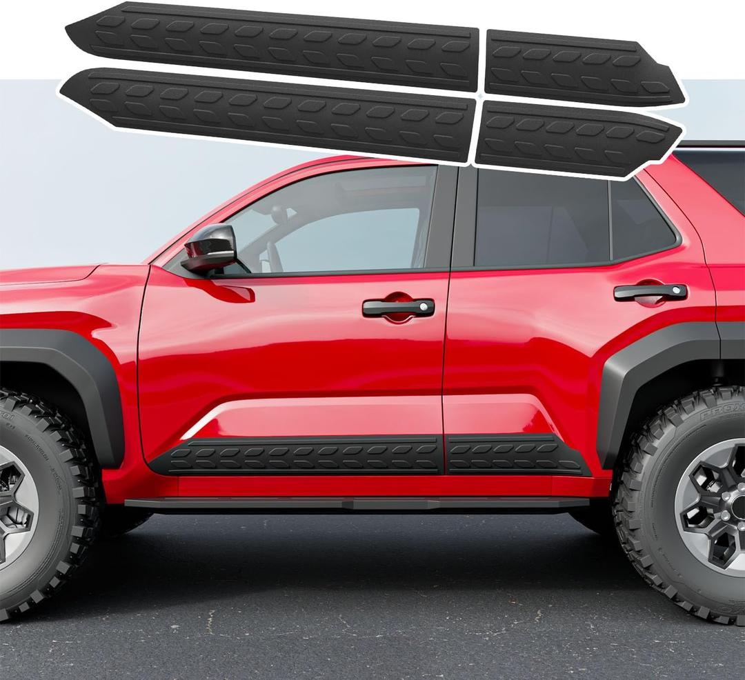 4Pcs Door Molding Trim Kit Compatible with 2025 Toyota 4Runner Side Door Body Protector Trims TPE Body Side Molding Strips All Weather Replacement for 2025 Toyota 4Runner Accessories