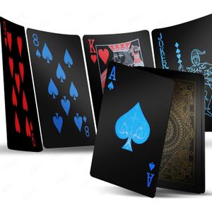 INTEGEAR 2 Decks Plastic Playing Cards, Premium Plastic Waterproof Black Playing Poker Cards Professional Luxury Deck of Cards for Adults