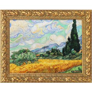 Solid Wood Frame for 12x16 Canvas Paintings, Finished Antique Ornate Canvas Frame for Oil Painting Art Prints, 12x16 Gold Frame for Home Living Room Wall Decor (Empty Frame, No Backboard)