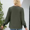 HEYTALALA Women's Puff Long Sleeve Shirts 2025 Fall Tops V Neck Casual Boho Work Blouses Dressy T Shirts (Green, XXL)