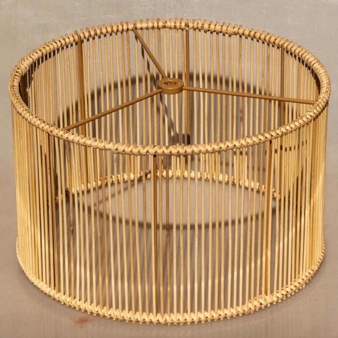 Bamboo LampShades Medium Rattan Lamp shade,Drum,Boho Lamp shades For Table Lamps,replacement lampshade For Floor Lamp,Chandeliers,living room bedroom,Home office (Round 4 Bamboo)