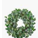 Artificial Twig Fall Front Door Wreath 24 Inch Autumn Cream Berry Wreath with Eucalyptus Leaves and Grapevine for Farmhouse Window Christmas Hanging Home Decor