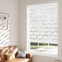 LazBlinds No Drill Cordless Zebra Blinds for Indoor Windows, Dual Layer Light Control Roller Shades for Day and Night, Light Filtering Sheer Shades for Home, 35" W x 72" H, White